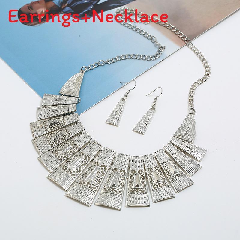 Vintage Artistic Alloy Necklace And Earring Set Casual Wear Accessories Clothing
