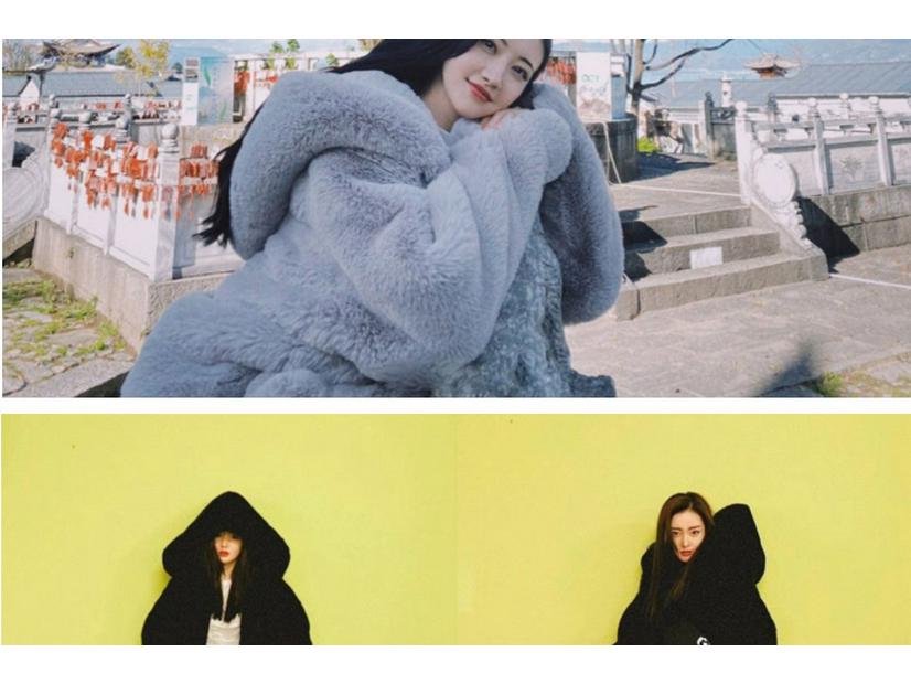 Women's Winter 2024 Hooded Coat - Loose Medium-Length, Thick Imitation Rex Rabbit Fur