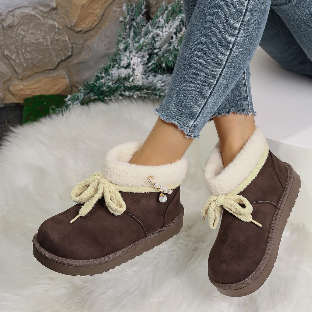 Autumn and Winter Velvet Cotton Shoes Women's Shoes 2025 New Popular Winter Thick-soled Warm Two Cotton Bread Shoes Snow Boots