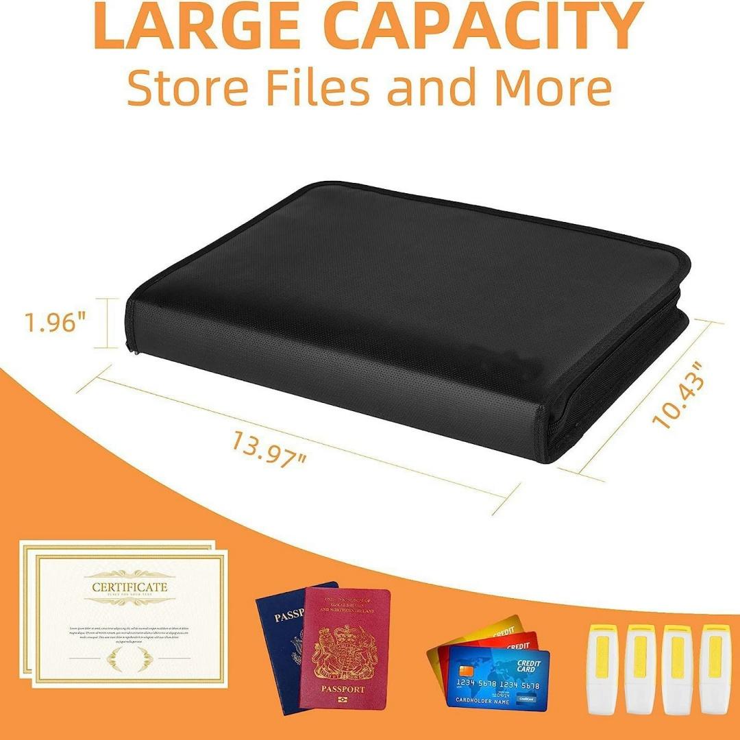 Waterproof Fireproof Document Bag A4 Zipper File Bag Accordion File Pouch Large Capacity Important Document Storage Bag чёрный 7190₽