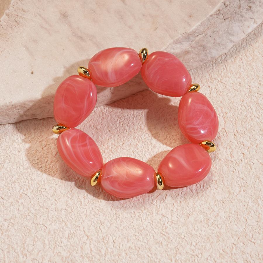Trendy Colorful Marbled Irregular Oval Bead Elastic Bracelets Boho Resin Geometric Beaded Bangles Bracelet 2026 Fashion Jewelry