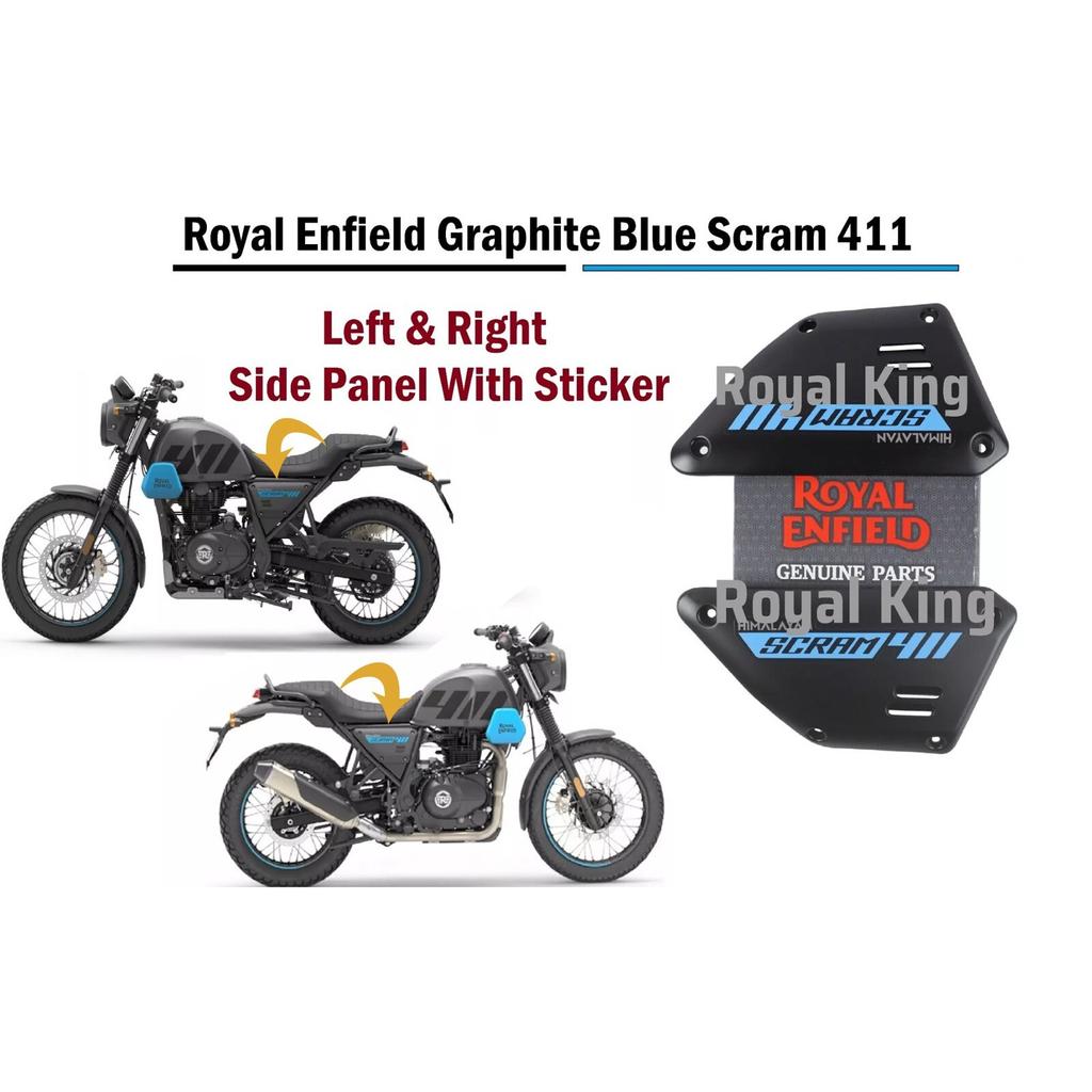 Royal Enfield "Graphite Blue Scram 411 Left & Right Side Panel With Sticker"