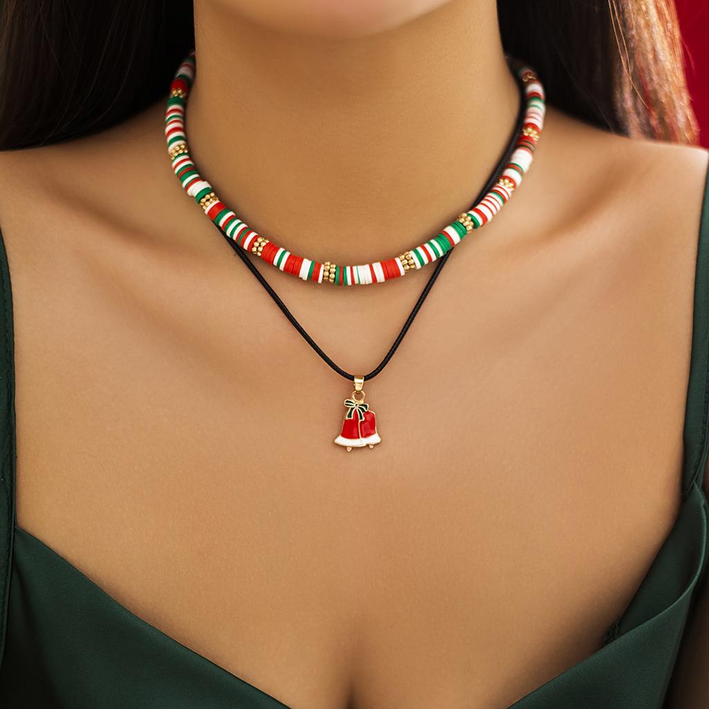 Christmas Day Soft Pottery Necklace Set Christmas Snowman Elk Micro Necklace Choker