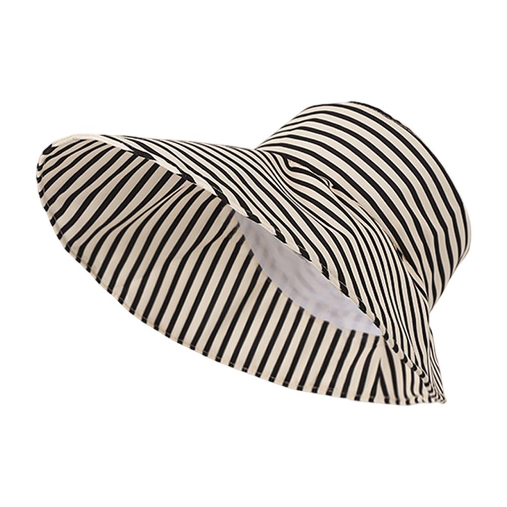 Wide Brim Summer Sun Hat Breathable Outdoor UV Protections Beach Sun Cap Stripe Hat for Fishing Hiking Camping Traveling