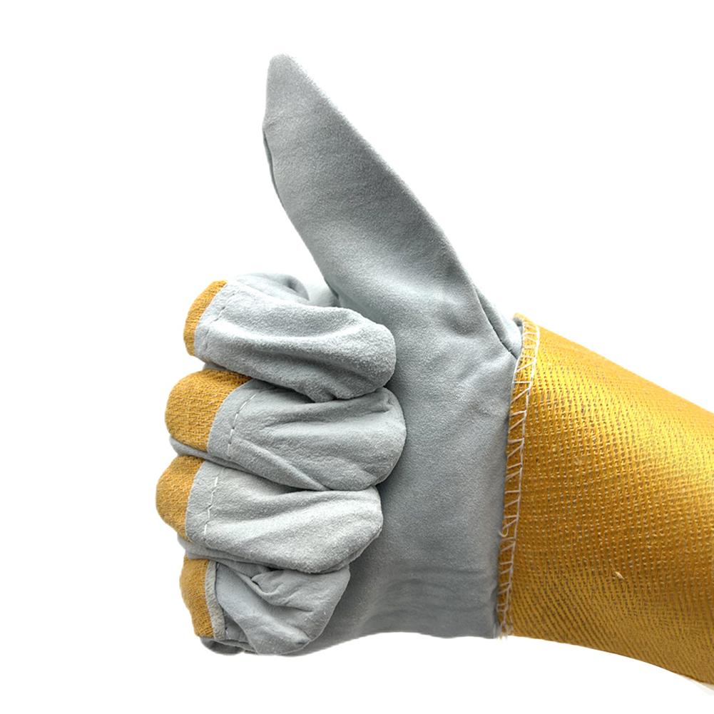 1Pair Safety Work Gloves Builder Leather Gloves Gardening Gloves Light-Duty Mechanic Welding Gloves Cowhide Leather for Men Women