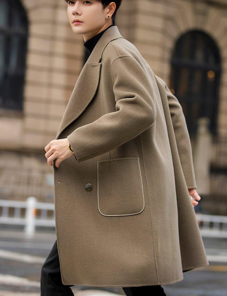 Poperdision Long Business Wool Chesterfield Plus Loose Long Oversized Gray Men's Coat, Coat, Autumn/Winter Coat, Jacket, Coat, Sizes, Fit, Stylish,