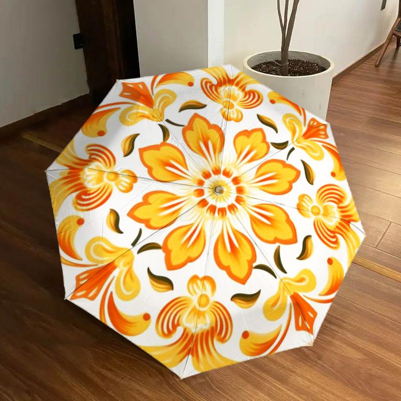 

1pc Floral Ornament Automatic Open/Close Umbrella, Folding Compact Umbrella with Lightweight Design for Women/Men yy251011068