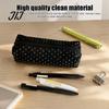 Pochette Accessoire de Bureau Élégante, Trousse à Crayons Pois, Pochette Organisateur Papeterie en Tissu, Sac Esthétique Maquillage Mignon Fermeture Éclair Stylo pour l'École