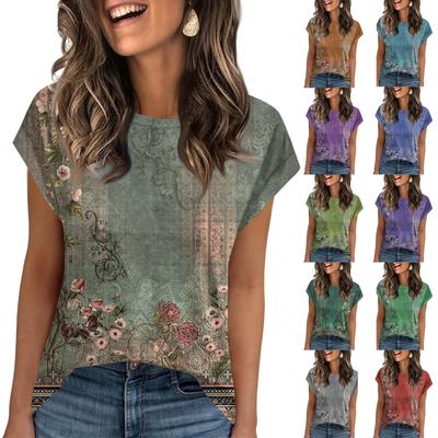 Women Work Casual Fashion Short-sleeved Round Neck T-shirt Top