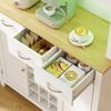 High Kitchen Sideboard with LED, Display Cabinet, 4 Doors, 2 Glass, Drawers, Bottle Rack, White
