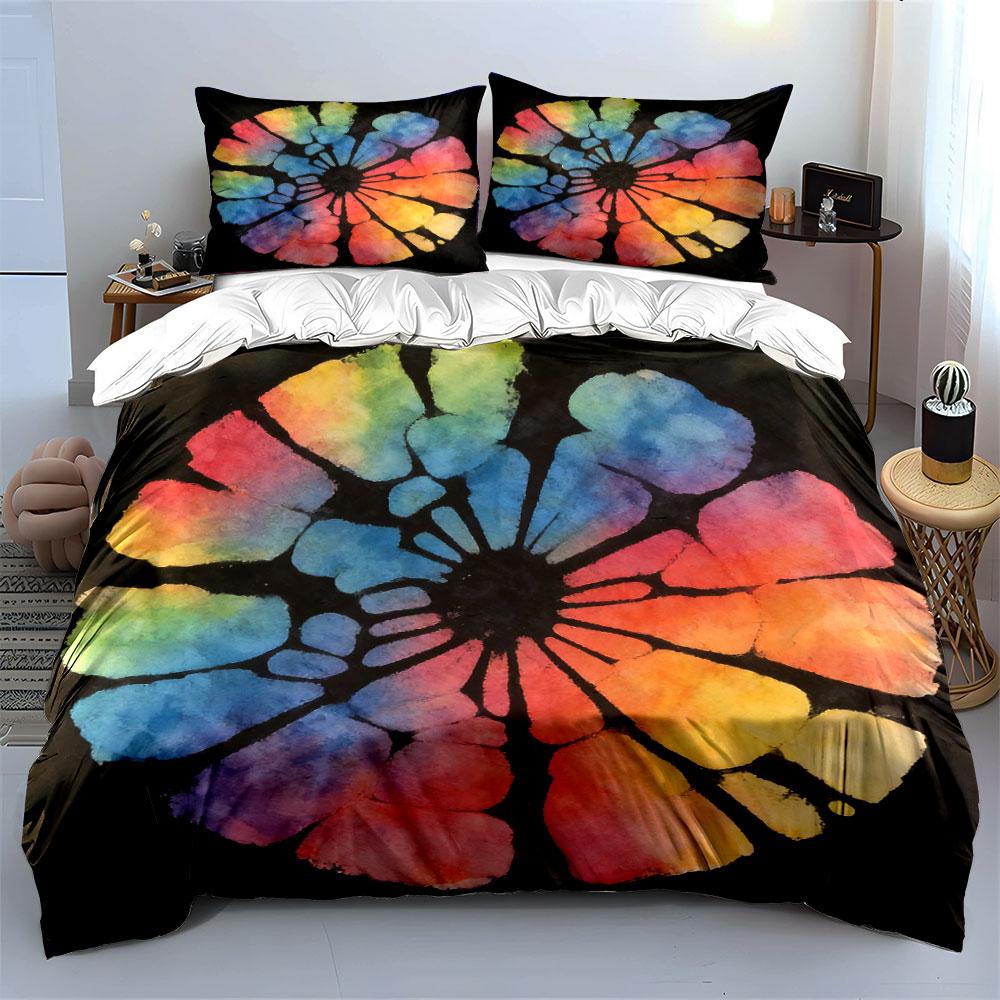Colorful Floral Bedding Set Soft Comfortable Duvet Cover Bedding Set Included 1*Duvet Cover & 2*Pillowcases, Gift