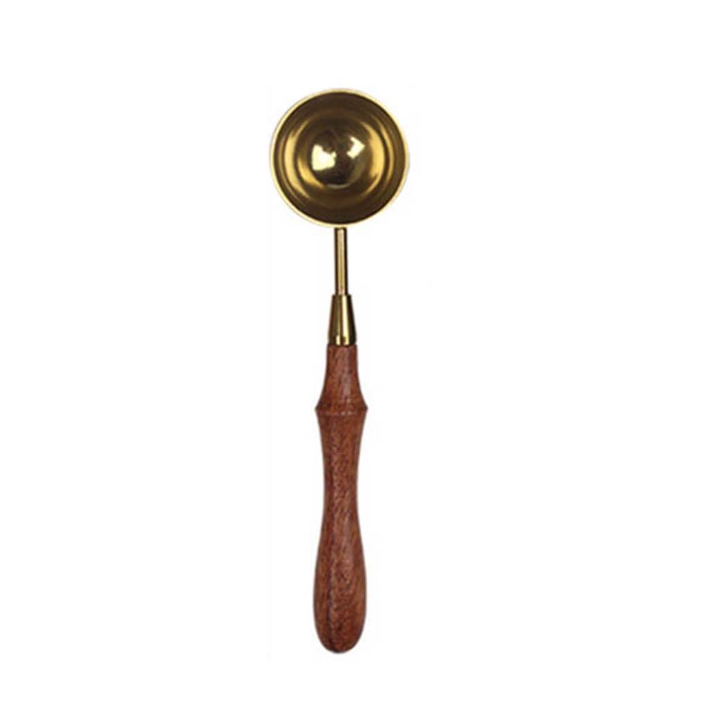 Wax Seal Melting Spoon Wooden Handle Copper Silver Spoon Making Wax Seal Tool