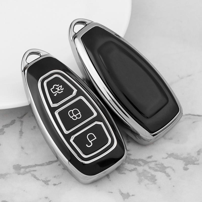 3 Bottons Silver Tpu Car Key Case Cover For Ford Ranger C-Max S-Max Focus Galaxy Mondeo Transit Tourneo Custom Accessories