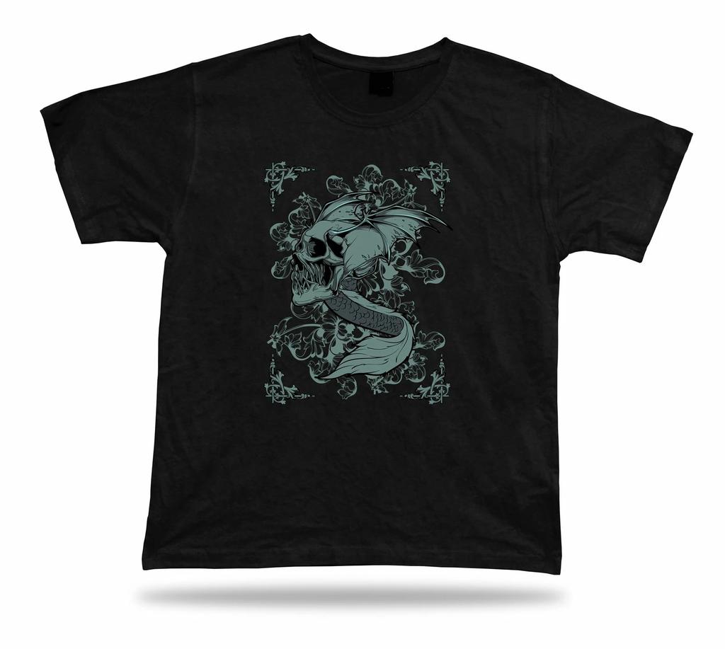 Tshirt Tee Shirt Birthday Gift Idea Flying Snake Tail Wings Skull Weird Creepy