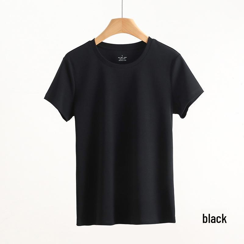 

2024 Женская противообрастающая белая футболка с коротким рукавом, двойная пряжа 60S Xinjiang Cotton XL (recommended 120-140 jin) чёрный