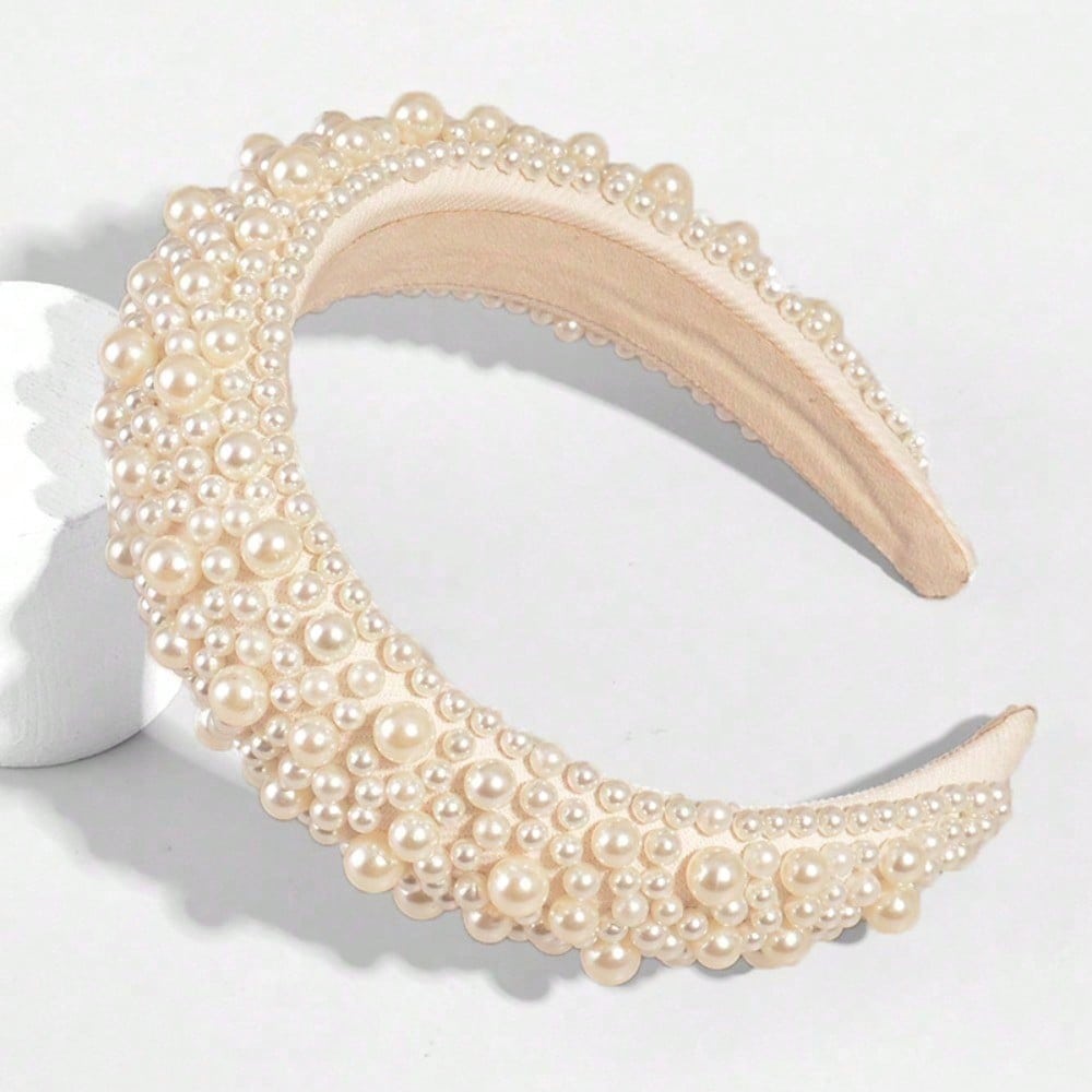 European and American Thick Simualtion Pearl Headband Pressure Hair Wide Edge Headband Handmade Hair Accessories
