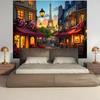 2D Romantic Parisian Sunset Street Party Decoration Background