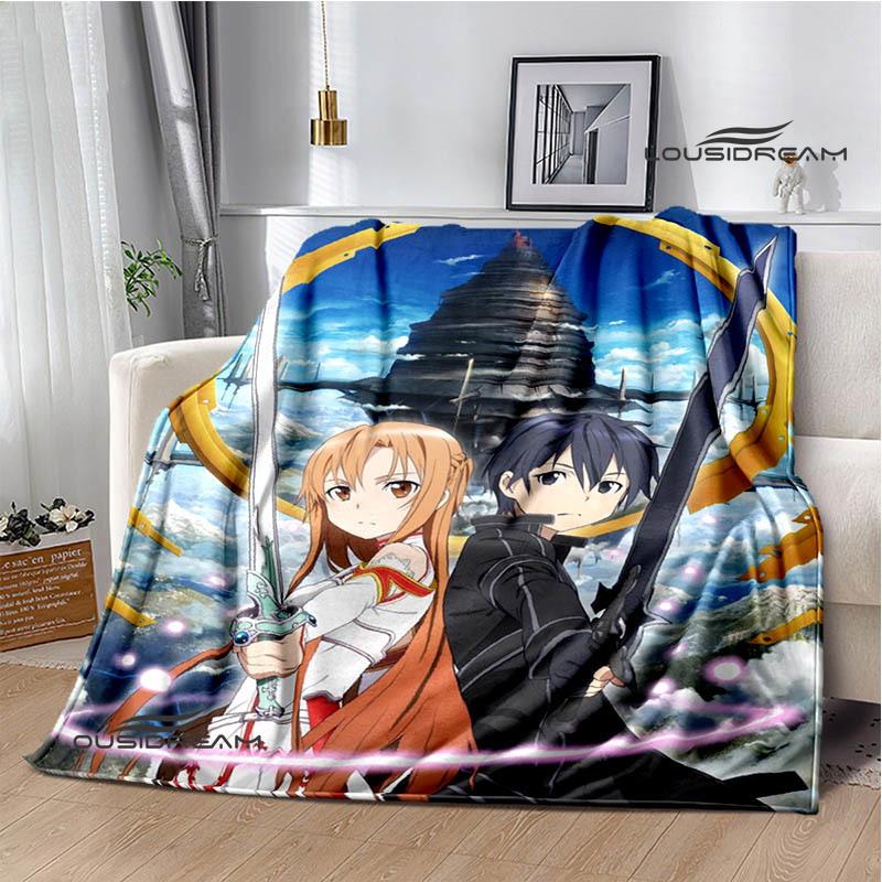 Cartoon Sword Art Online Printed Blankets Picnic Blanket Warm Flannel Blankets Home Bed Linings Blankets for Beds Birthday Gift