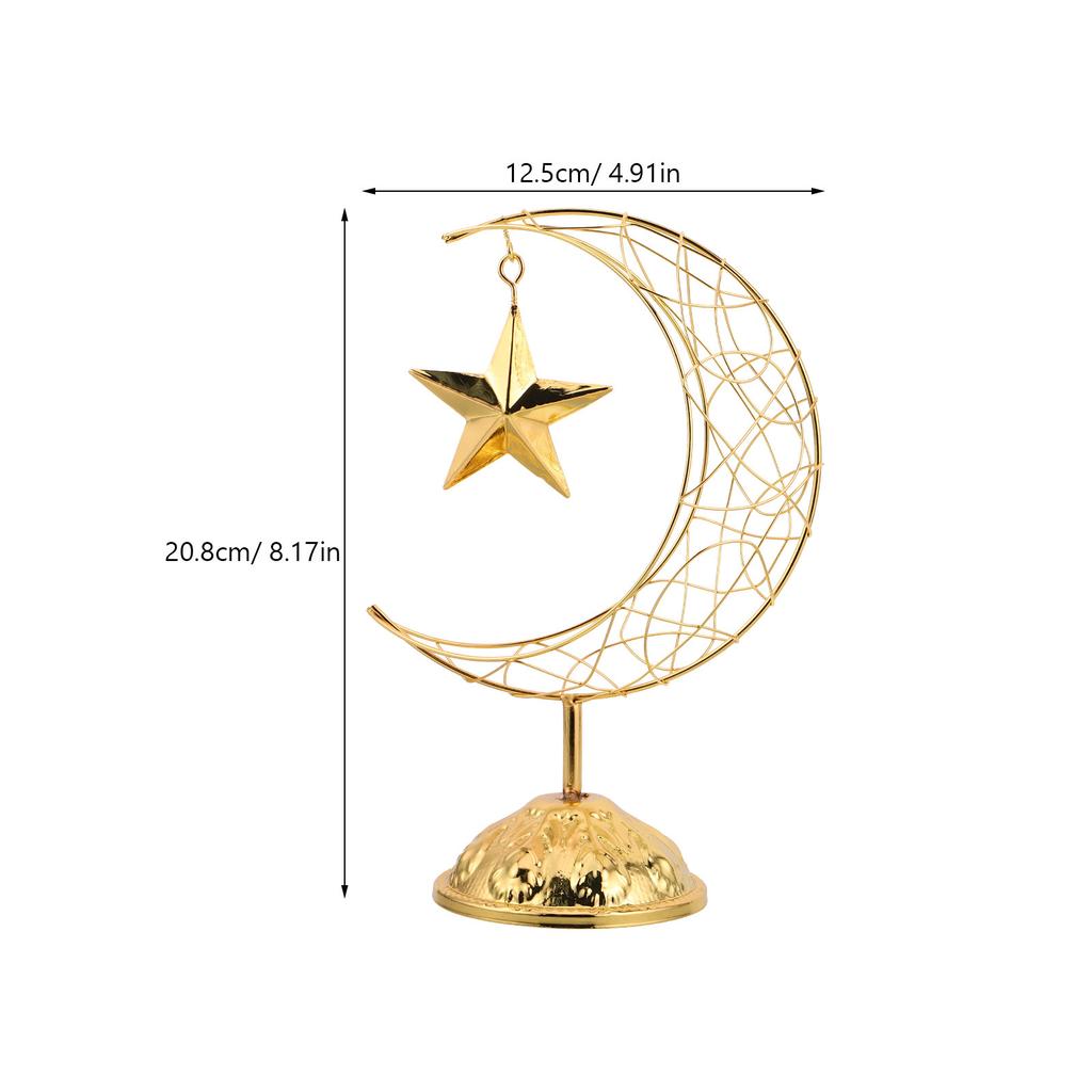 Hollow Metal Star and Crescent Ornament Iron Middle Eastern Decor for Home Living Room Entryway Cabinet Eid Mubarak Festive