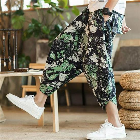 Herren Chinesischer Stil Locker Leinen Strandshorts - Trendiges 7/8 Laternen-Design