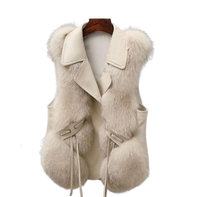 Autumn and winter new fur vest women's short splicing imitation fox fur jacket slim-fitting fur vest