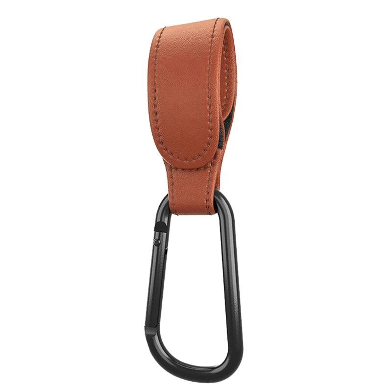 Convenient Baby Stroller Hooks Clips Stroller Accessories Aluminum Alloy Carabiner for Hanging Diaper Bags PU Leather