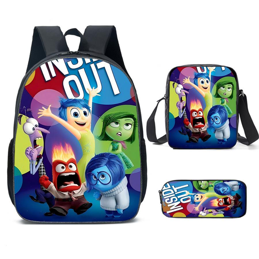 Brain Inside Out Characters Kids School Backpack Set For Elementary Students