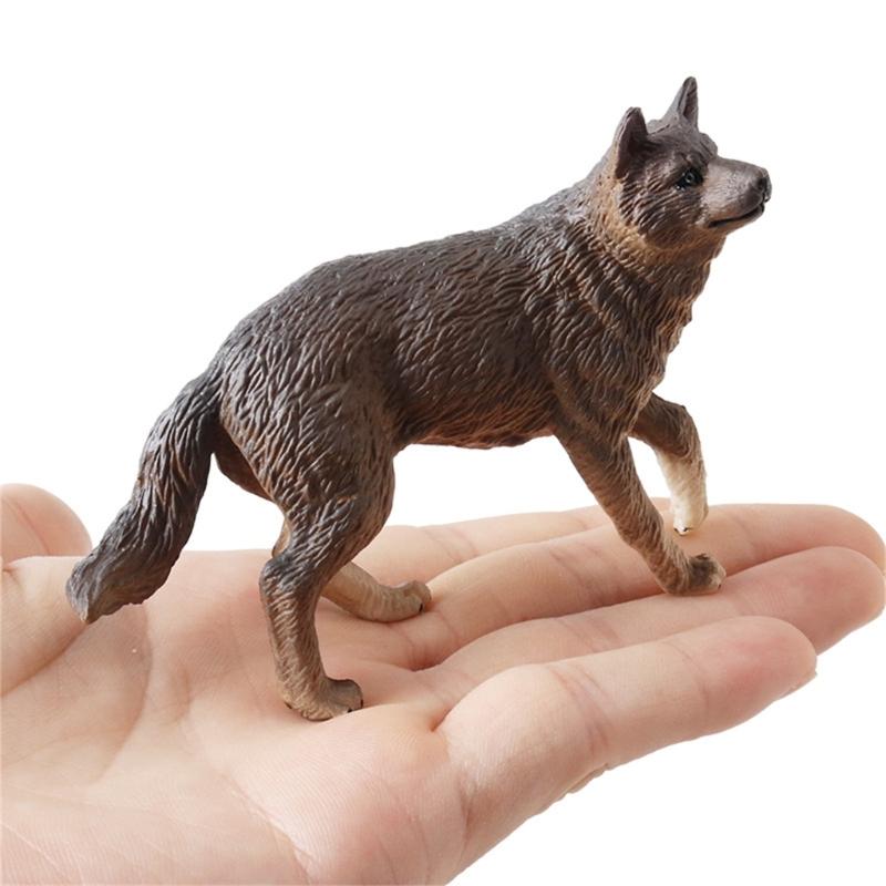 Wolf Figurines Set of 4Pcs Realistic Animal Figures for Landscape Decorations Early Educational Toy Birthday Party Gift