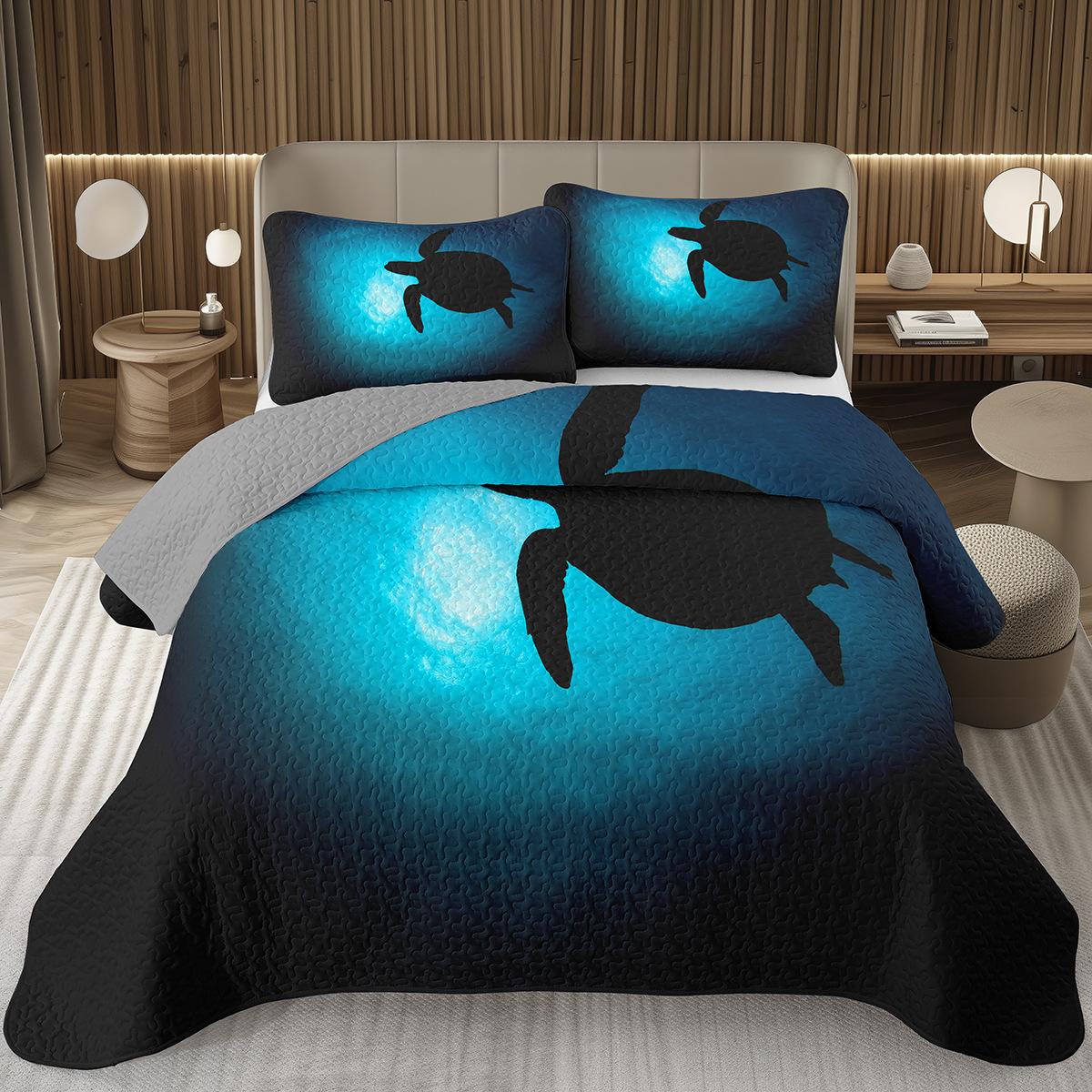 

Comforter Sea Turtle Queen Twin Underwater World Ocean Animal Reptile Tortoise Print Quilted Bedding Set For Kids Adult Comforter (quilt)-EU Single(135*200cm)3pcs