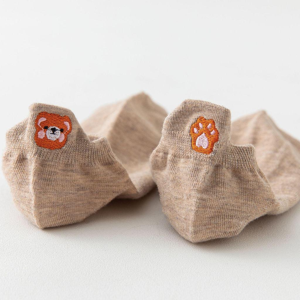Women's Japanese Style Thin Cotton Embroidered Low Cut Socks - Breathable & Versatile for Spring & Summer.