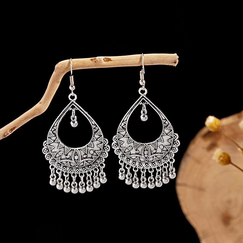 Retro Ethnic Tassel Earrings with Cute Beans – European & American Literary Style