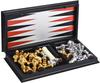 3-in-1 Magnetic Chess, Checkers, Backgammon Board Game Set, 12.5' Folding Travel Game for Kids & Adults (Gold & Silver)