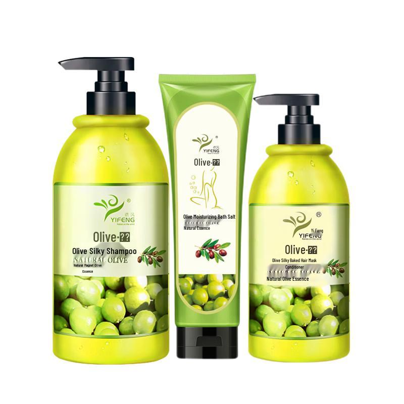 YIFENG Olive Shampoo, Conditioner & Bath Salt 3-Piece Set 1560g