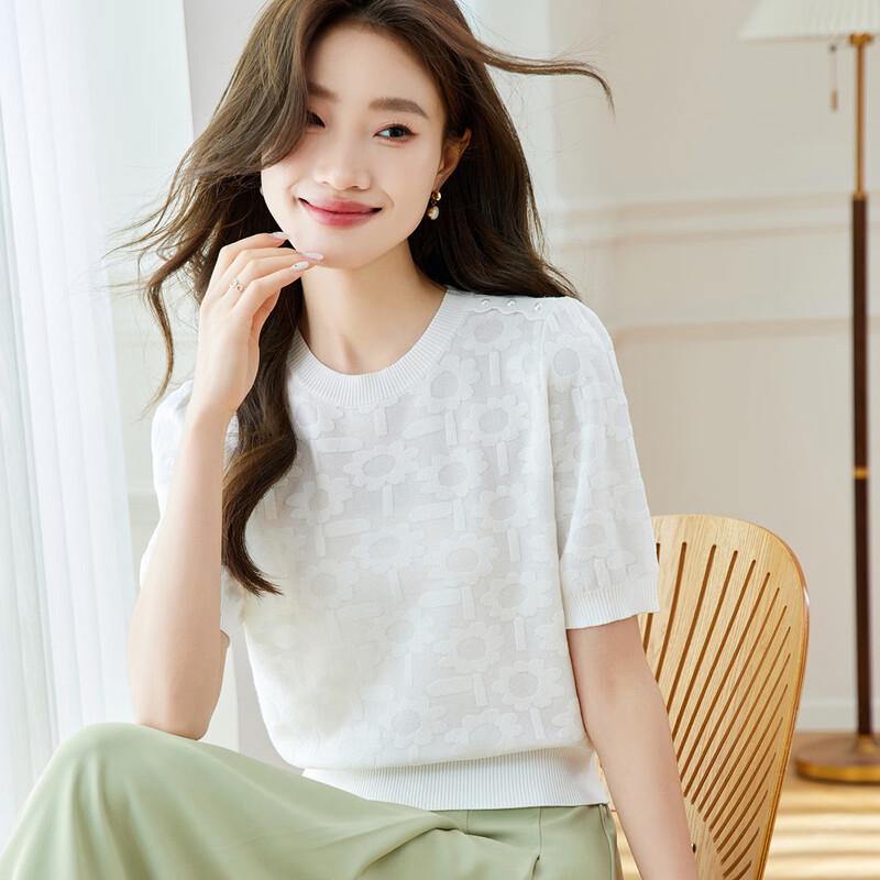 Srcr Mulberry Silk Blend Short Puff Sleeve Knit Top