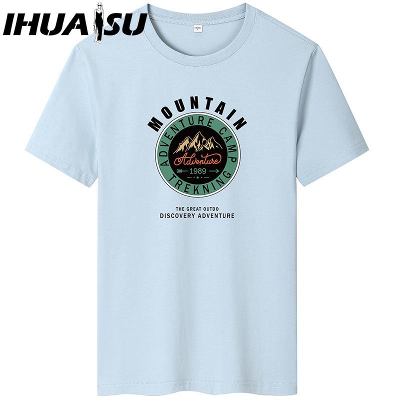 IHUASU Kurzarm-T-Shirt aus Baumwolle für Herren, modisch, lockeres Halbarmhemd, bedrucktes mitfühlendes Hemd