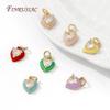 14K Gold Plated Enamel Charms with CZ Crystal,Heart Moon Pendant For DIY Jewelry Making,DIY Bracelet Necklace Earring Supplies