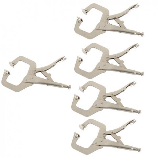 5 Pcs 11  Locking C Clamp Adjustable Pliers Grip With Swivel Pad Vise Jaws