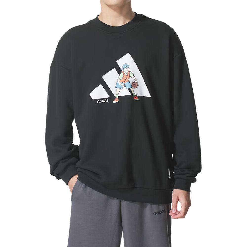 Adidas Sweatshirts Men s Black Crew Neck Moderate KC5324 L