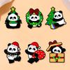 Christmas Panda Brooch, Cute Animals, Christmas Tree, Holiday Gift Box Metal Badge, Back Packaging Accessories