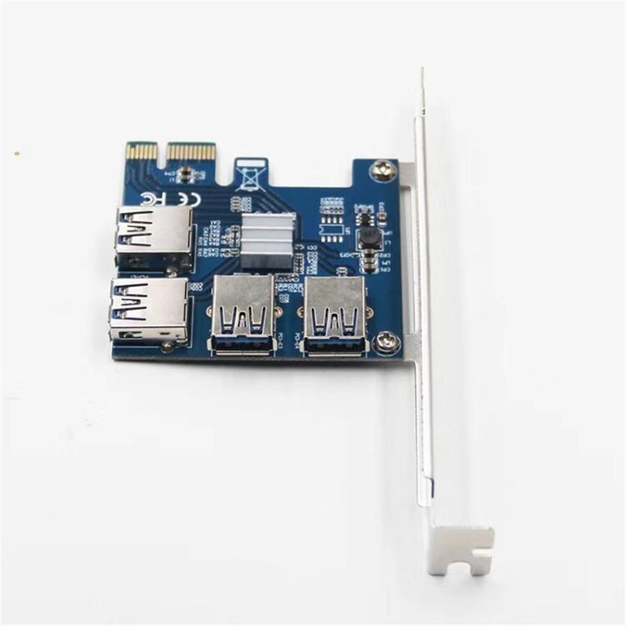 1 Pcs PCI Express 1 To 4 PCIe Riser Card USB 3.0 Port Multiplier Card Adapter