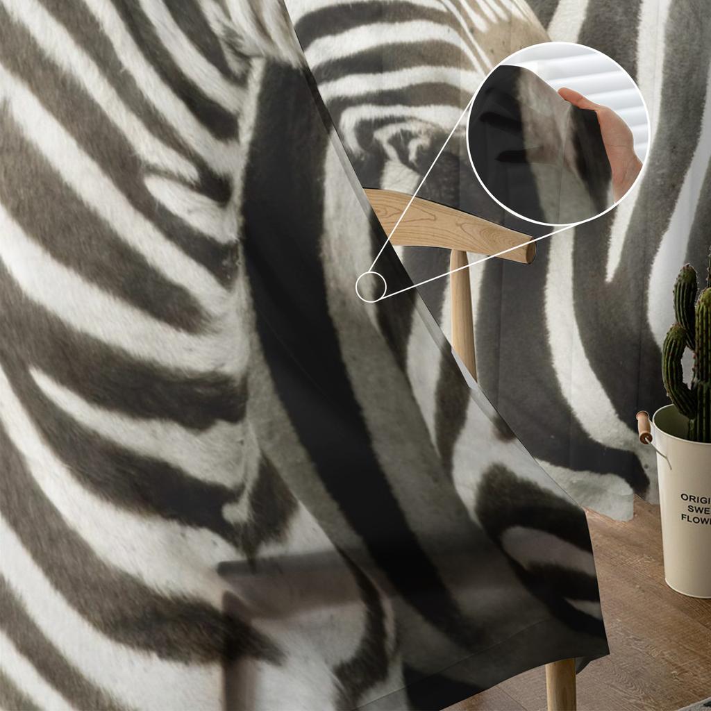 Wild Animal Zebra Chiffon Sheer Curtains for Living Room Bedroom Home Decoration Window Voile Tulle Curtain Drapes