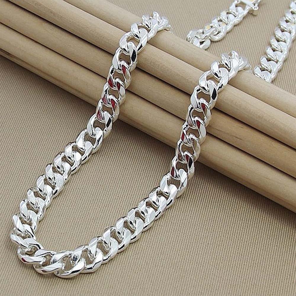 Metal Silver-plated Neck Chain Square Buckle Exaggerated Men Necklace  Clothing Accessories