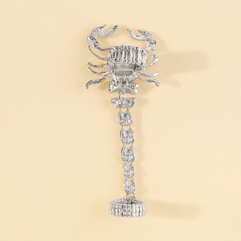 Rhinestone Scorpion Chain Ring Black Irregular Ring Rock Vintage Gold Ring  Girls