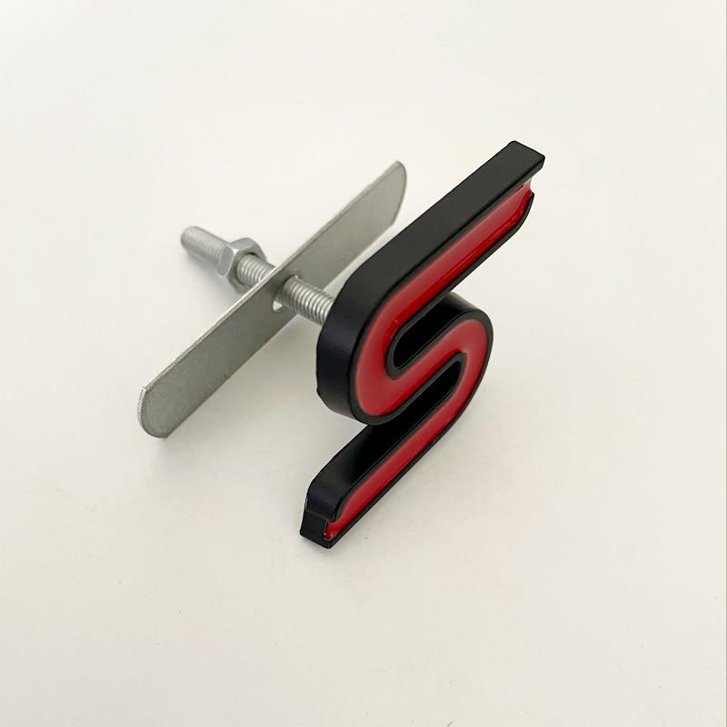 3D Metal S Logo Front Grille Emblem Badge Car Rear Trunk Stickers For Focus Fiesta Escape Ecosport Kuga Mondeo Accessories
