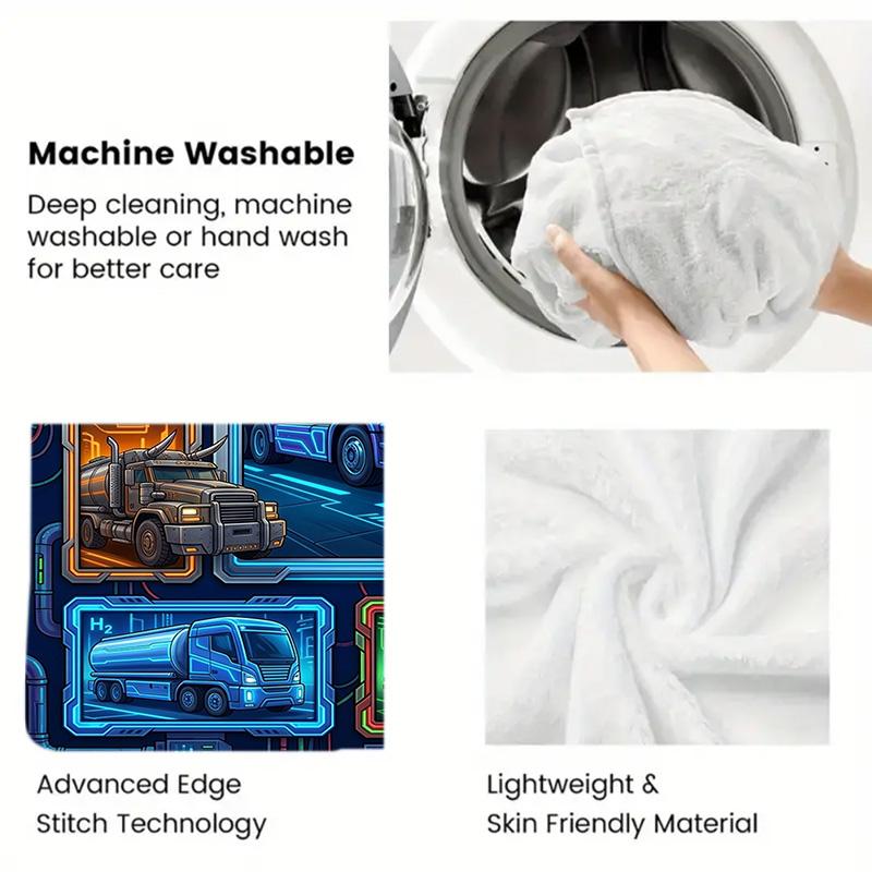 Future Tanker Trucks Showcase 2D Flat Pattern Flannel Blanket, High Quality All Seasons, Home Decor, Warmth and Comfort, Perfect for Christmas Gifts.