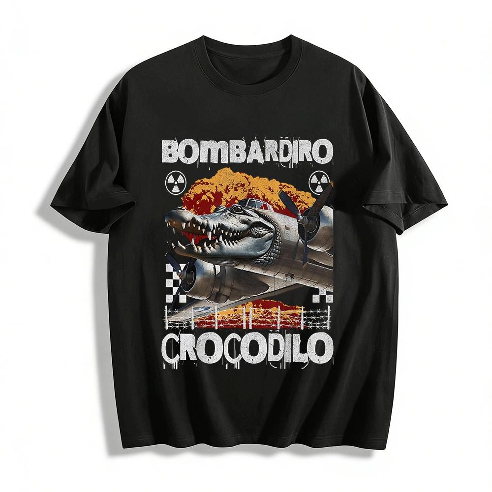 

Vintage Crocodile Bomber Graphic Print Casual T-Shirt Pure cotton T-shirt XXS