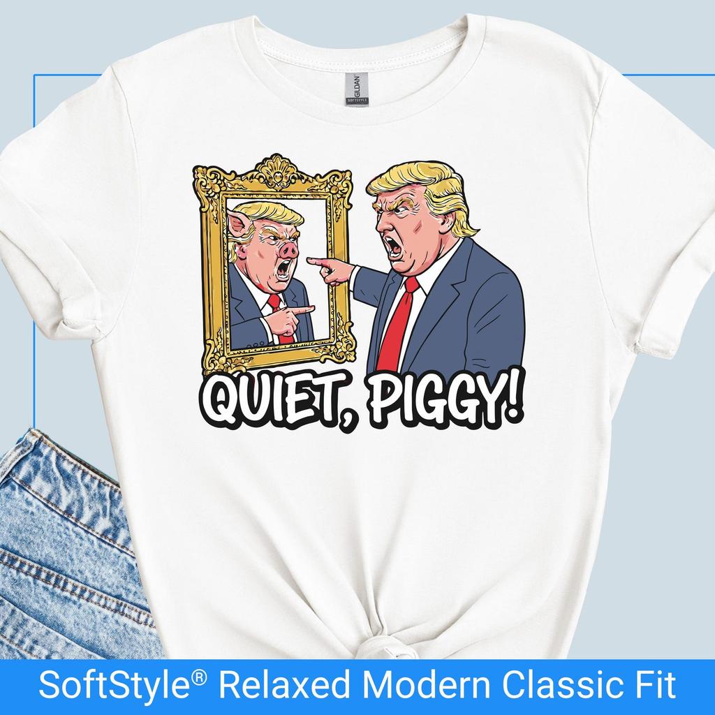 Quiet Piggy Shirt, Funny Anti Trump Tee, Anti Misogyny Liberal Activist T Shirt, Progressive Gift, Feminist Tshirt, Free Speech Tee