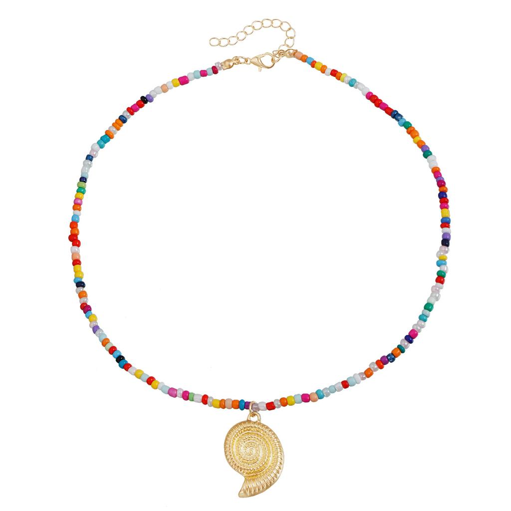 Bohemian Vintage Summer Beach Element Necklace Colorful Rice Bead Necklace