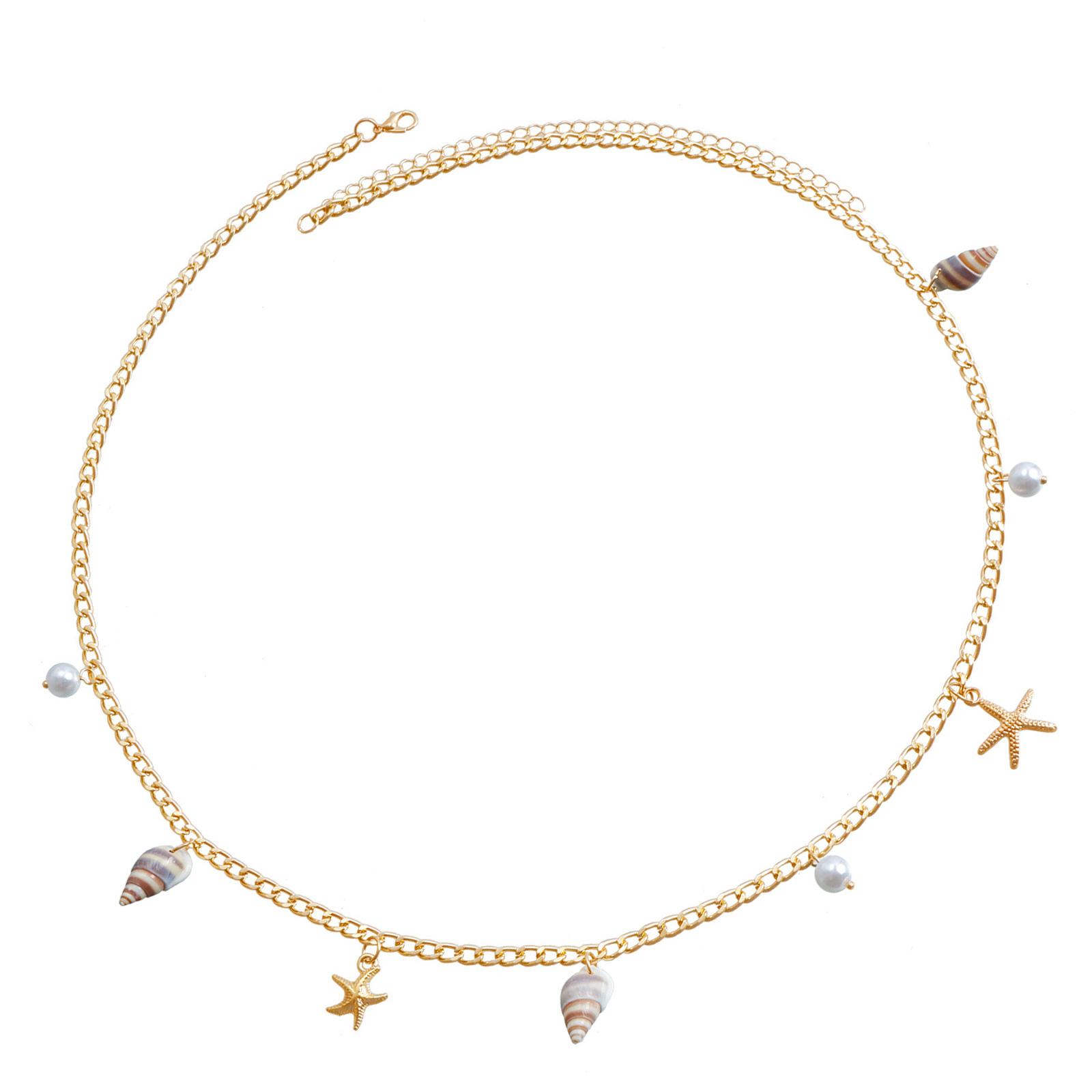 Богемная летняя пляжная цепочка-ракушка с декоративным украшением на талию для женщин с морскими акцентами и регулируемой длиной B