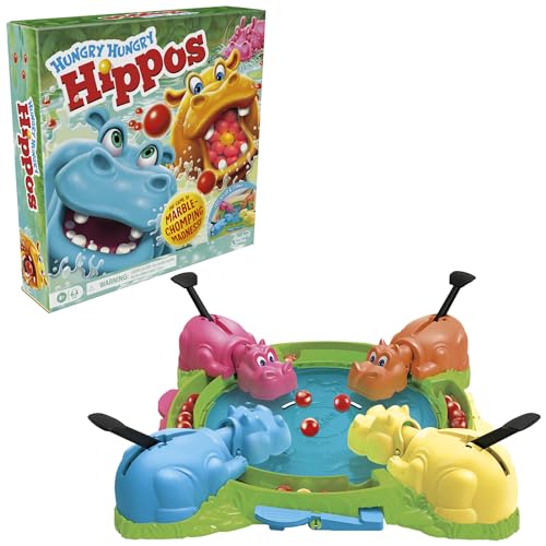 Hungry Hungry Hippos Game for Preschoolers | Instant Marble Renewal, Easy Setup & Storage | Ages 4+ | 2-4 Players | Kids' Game